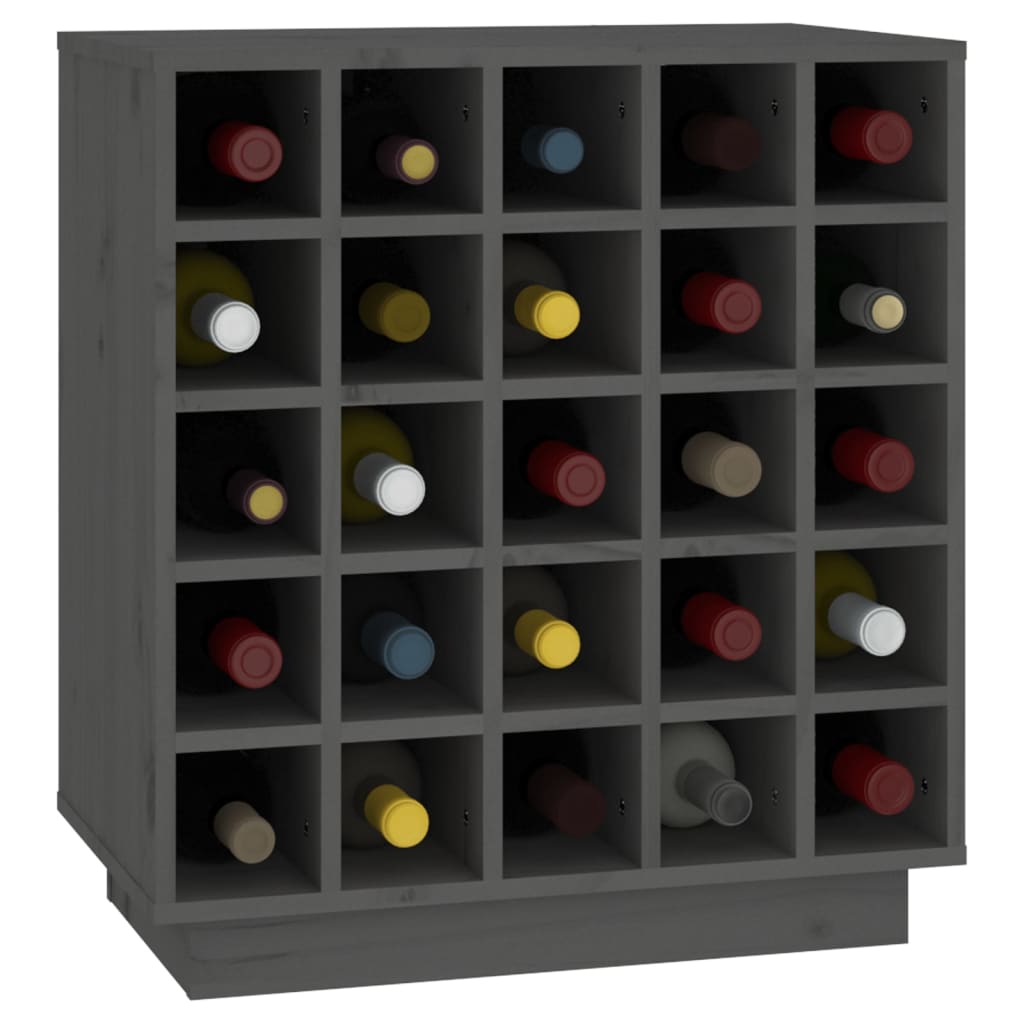 vidaXL Wine Cabinet Grey 55.5x34x61 cm Solid Wood Pine