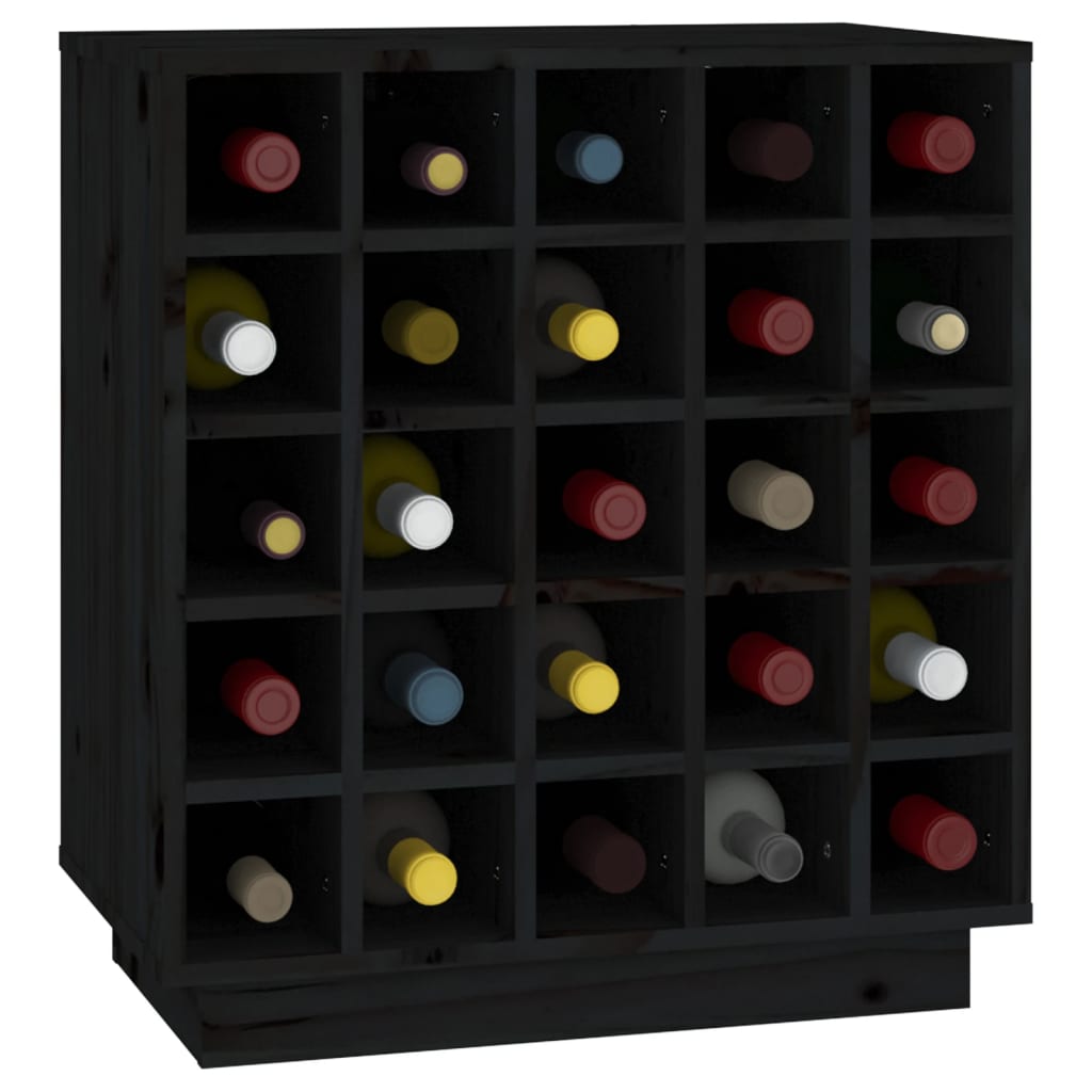 vidaXL Wine Cabinet Black 55.5x34x61 cm Solid Wood Pine