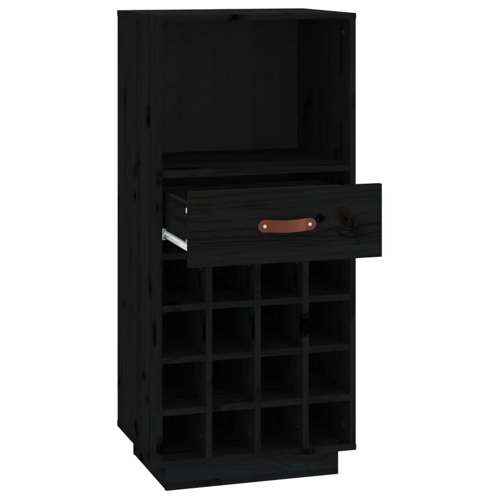 vidaXL Wine Cabinet Black 45x34x100 cm Solid Wood Pine