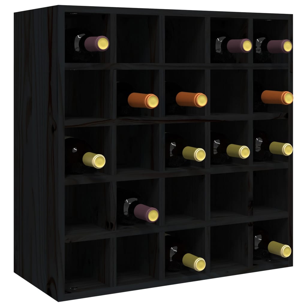 vidaXL Wine Cabinet Black 56x25x56 cm Solid Wood Pine