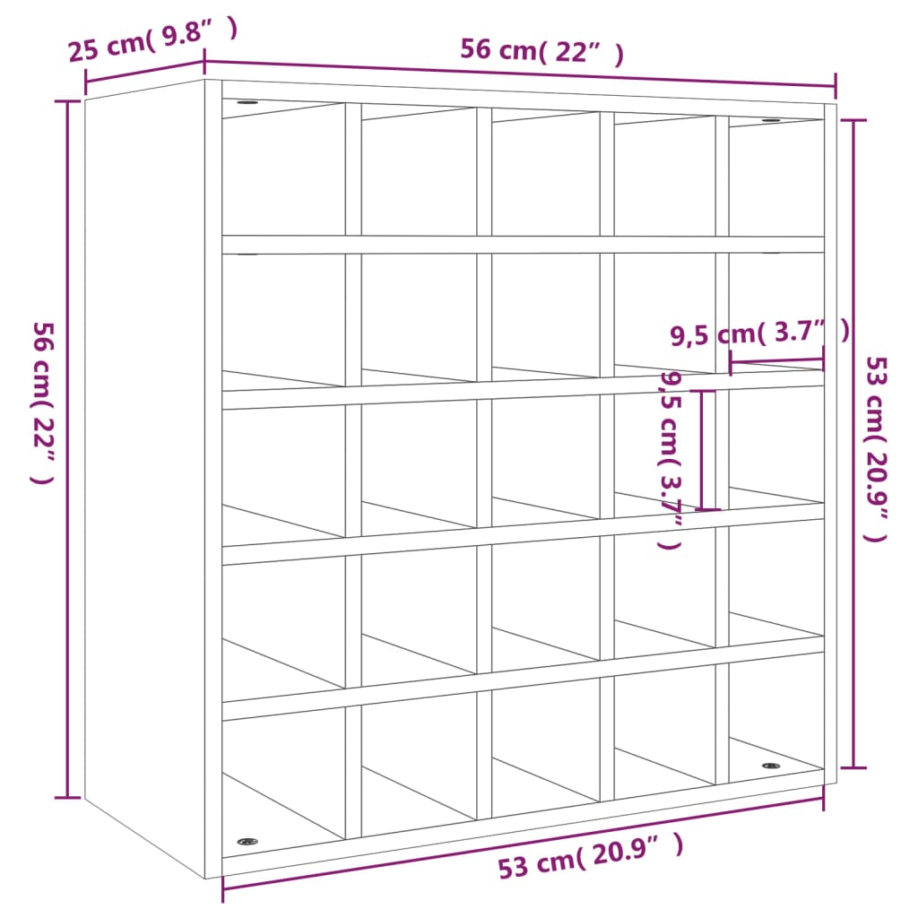 vidaXL Wine Cabinet Black 56x25x56 cm Solid Wood Pine