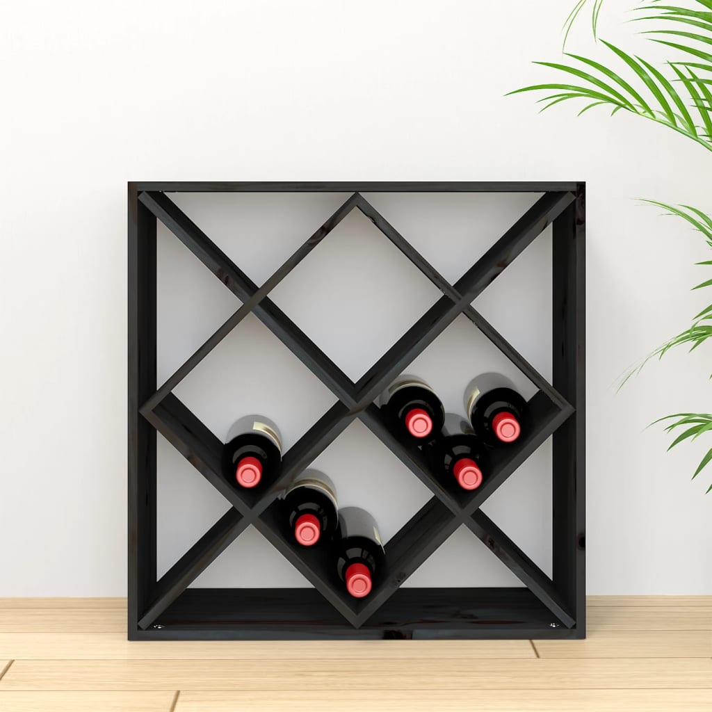 vidaXL Wine Cabinet Black 62x25x62 cm Solid Wood Pine