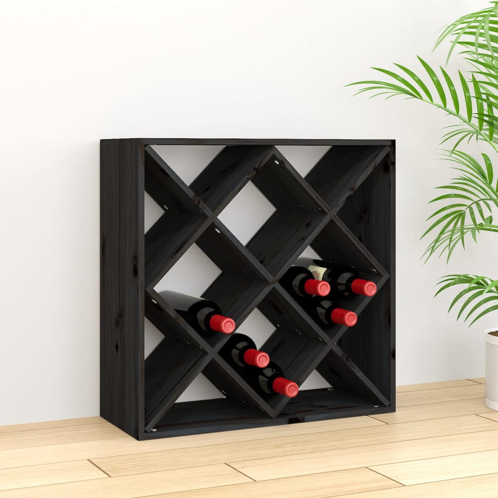 vidaXL Wine Cabinet Black 62x25x62 cm Solid Wood Pine