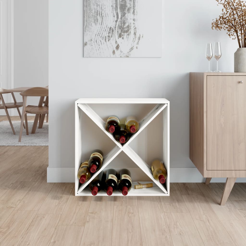 Wijnkast wit 62x25x62 cm massief grenenhout