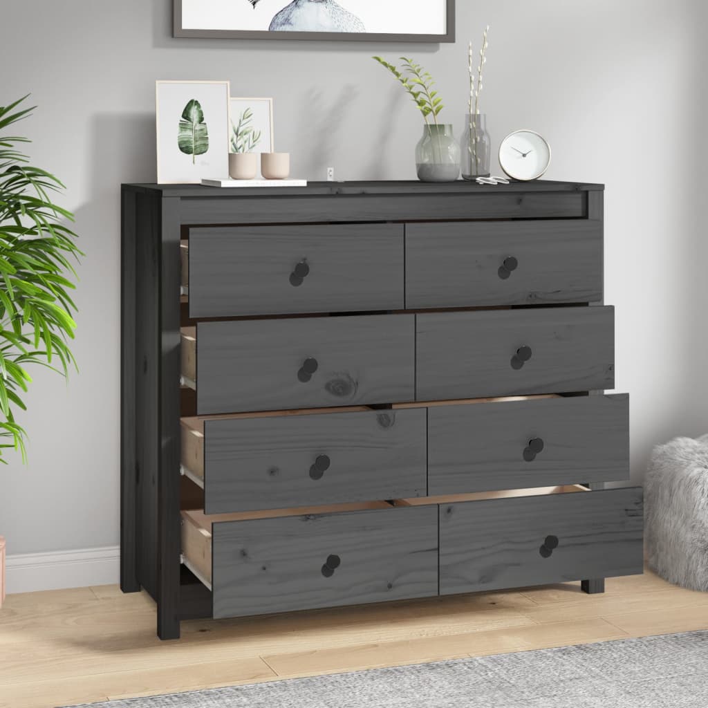 vidaXL Side Cabinet Grey 100x40x90 cm Solid Wood Pine