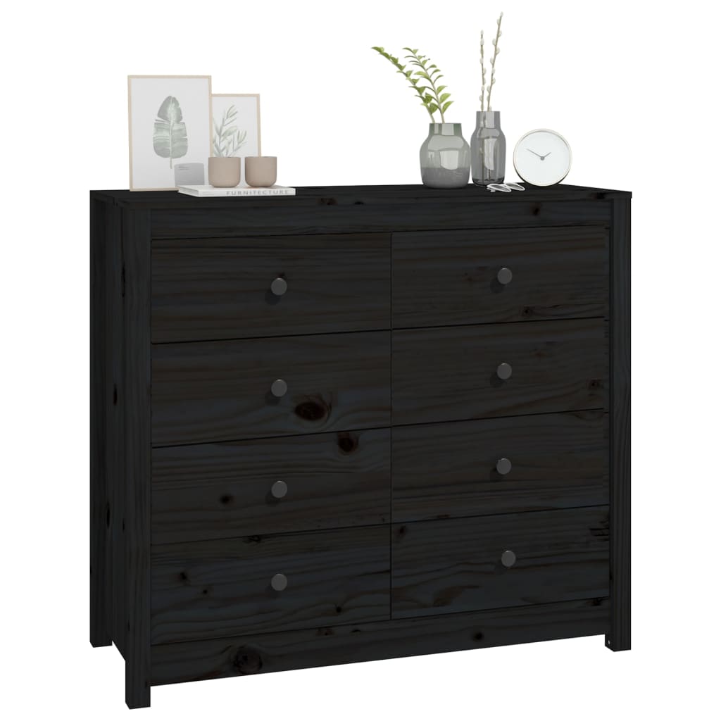 vidaXL Side Cabinet Black 100x40x90 cm Solid Wood Pine