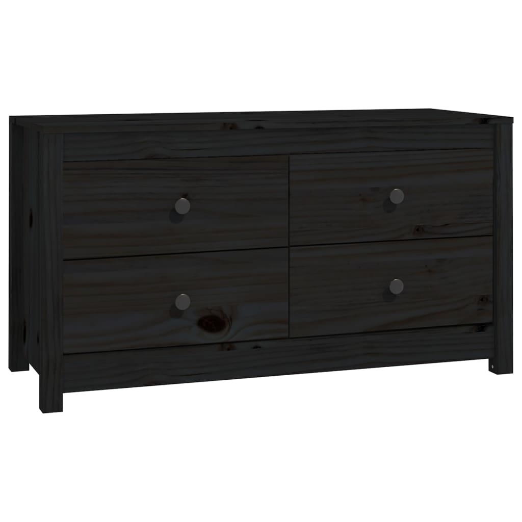 Meuble d'Appoint Noir 100x40x54 cm Bois Massif Pin