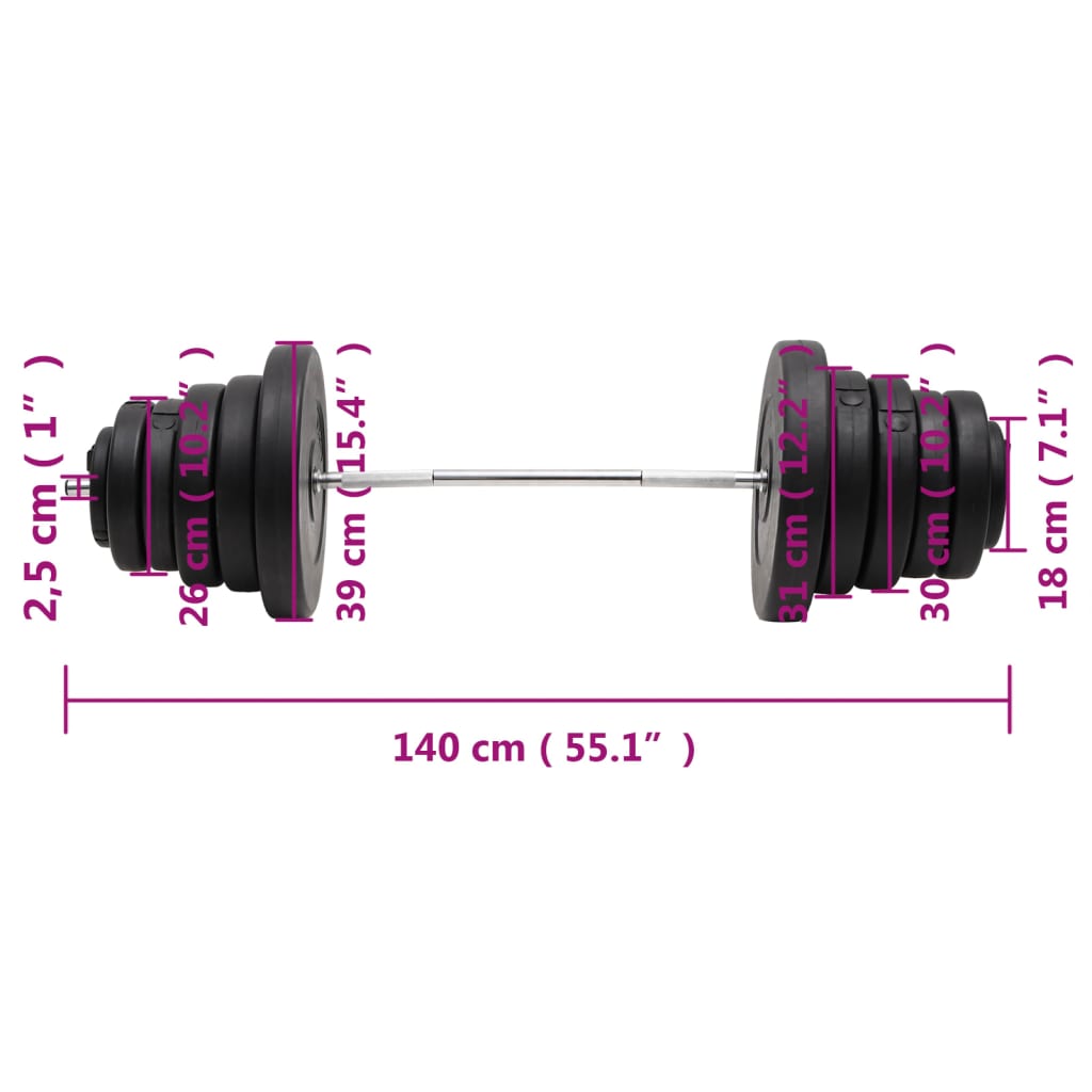 vidaXL Barbell with Plates 90 kg