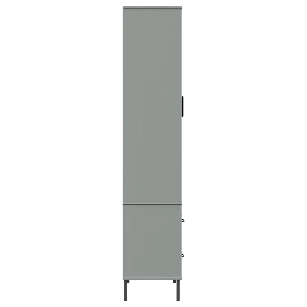 vidaXL Bookcase with Metal Legs Grey 85x35x172.5 cm Solid Wood OSLO