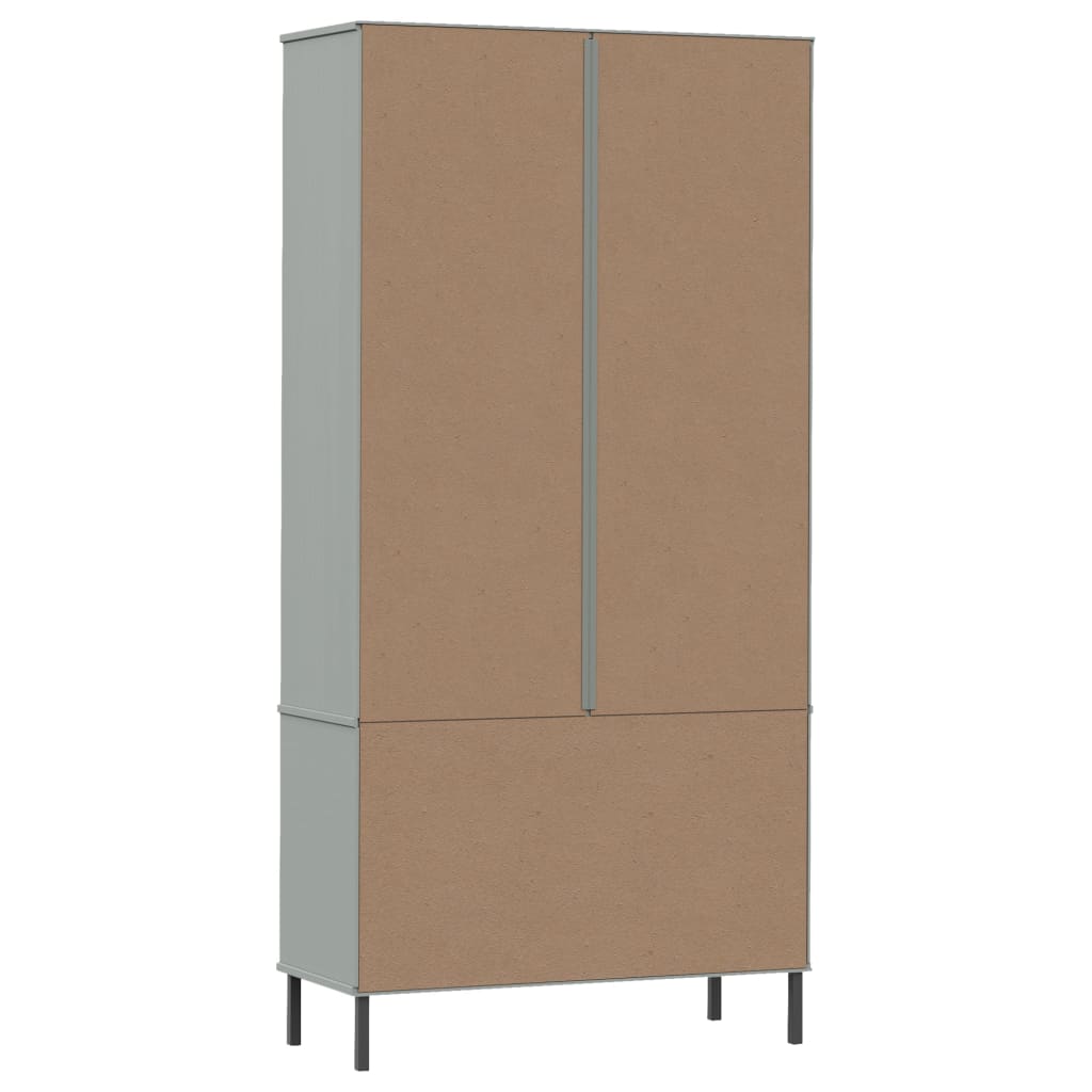 vidaXL Bookcase with Metal Legs Grey 85x35x172.5 cm Solid Wood OSLO