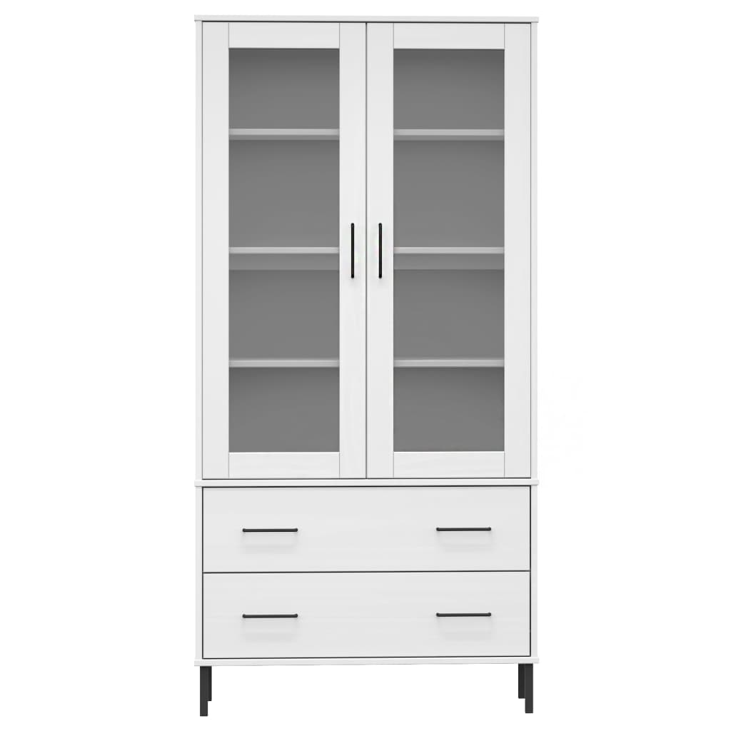 vidaXL Bookcase with Metal Legs White 85x35x172.5 cm Solid Wood OSLO