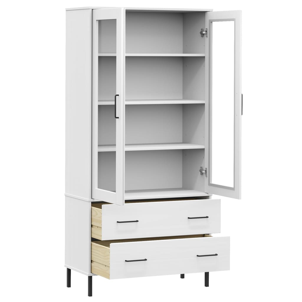 vidaXL Bookcase with Metal Legs White 85x35x172.5 cm Solid Wood OSLO