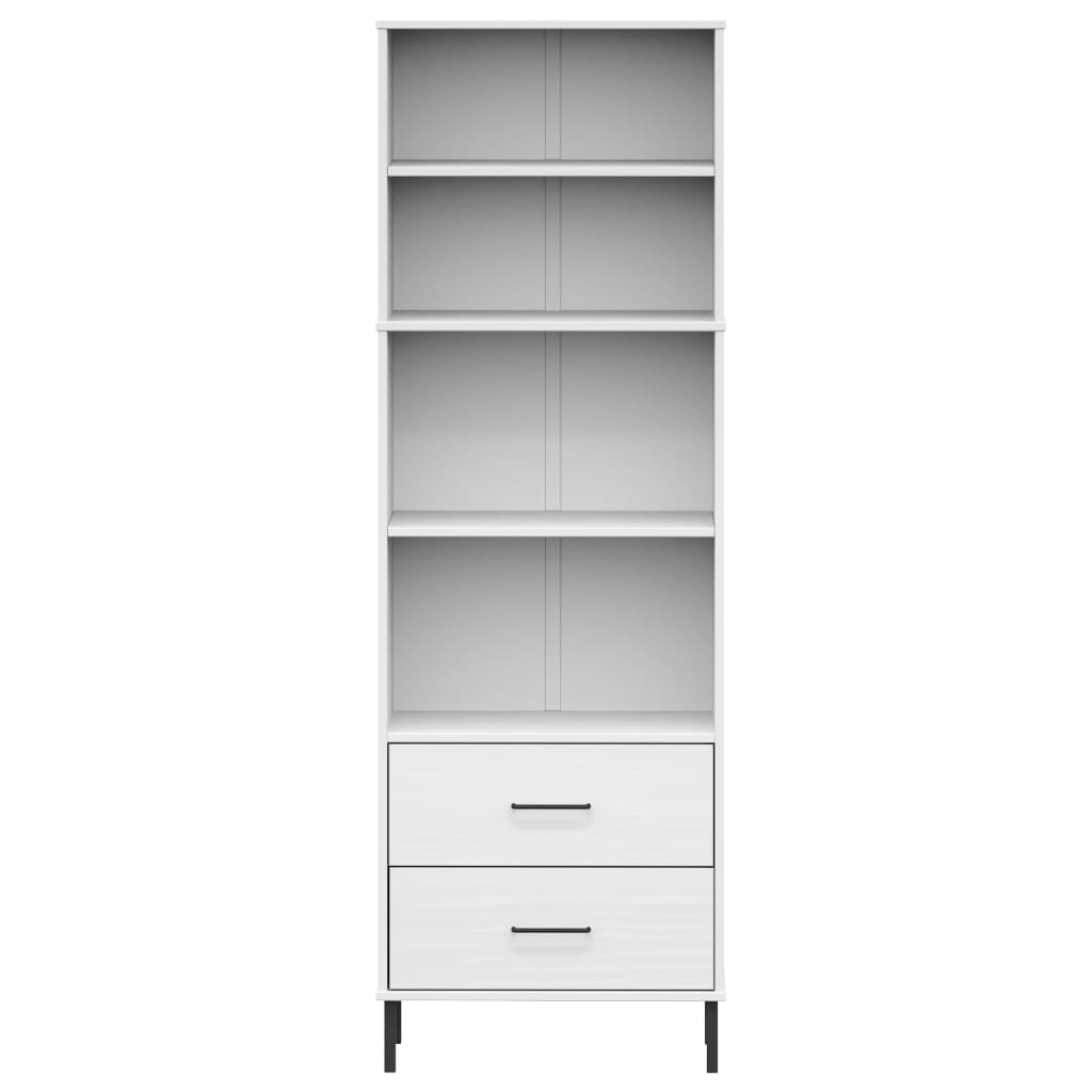 vidaXL Bookcase with 2 Drawers White 60x35x180 cm Solid Wood OSLO