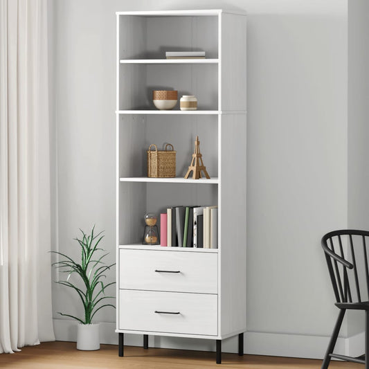 vidaXL Bookcase with 2 Drawers White 60x35x180 cm Solid Wood OSLO