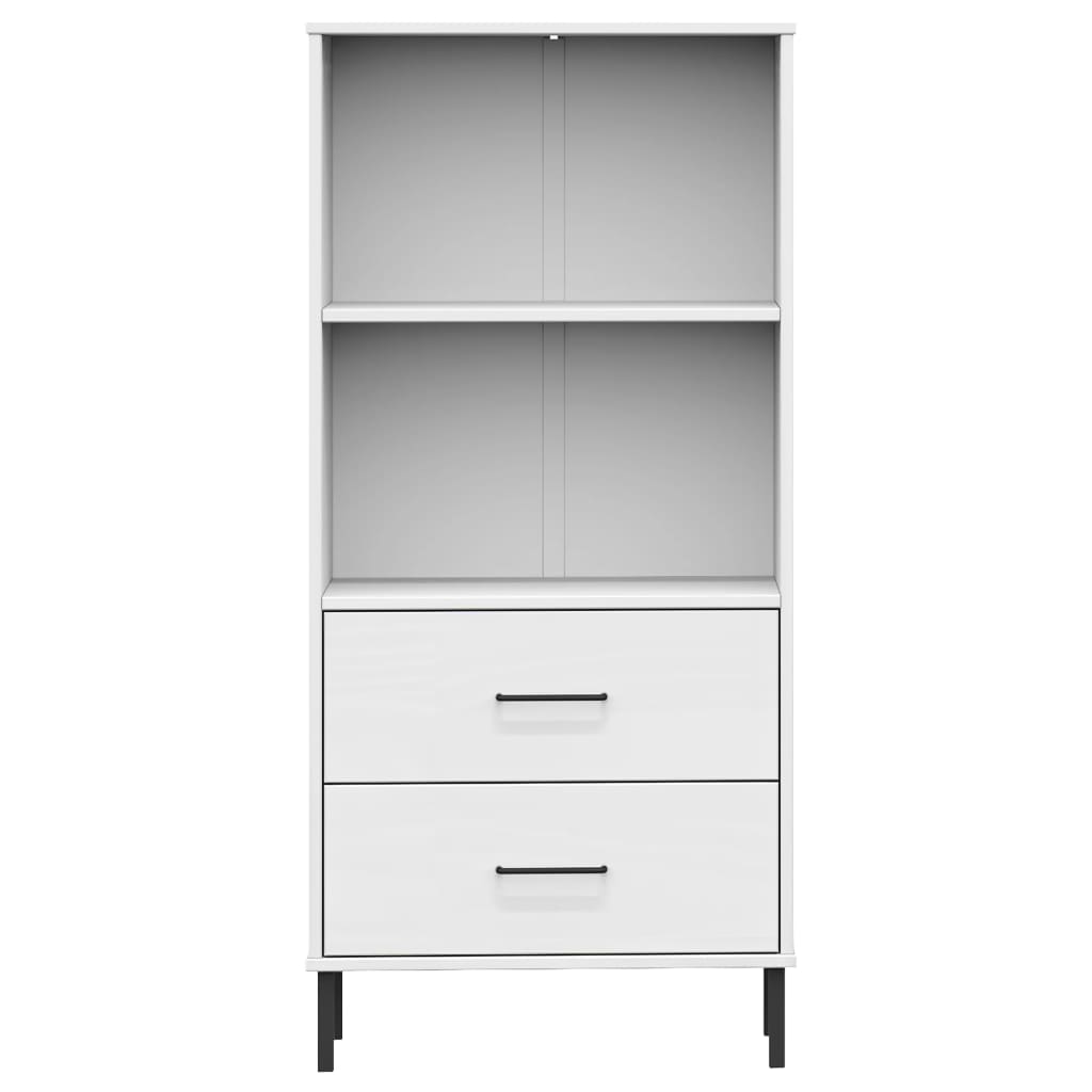 vidaXL Bookcase with 2 Drawers White 60x35x128.5 cm Solid Wood OSLO