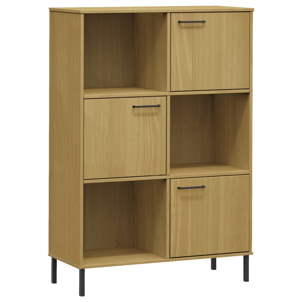 vidaXL Bookcase with Metal Legs Brown 90x35x128.5 cm Solid Wood OSLO