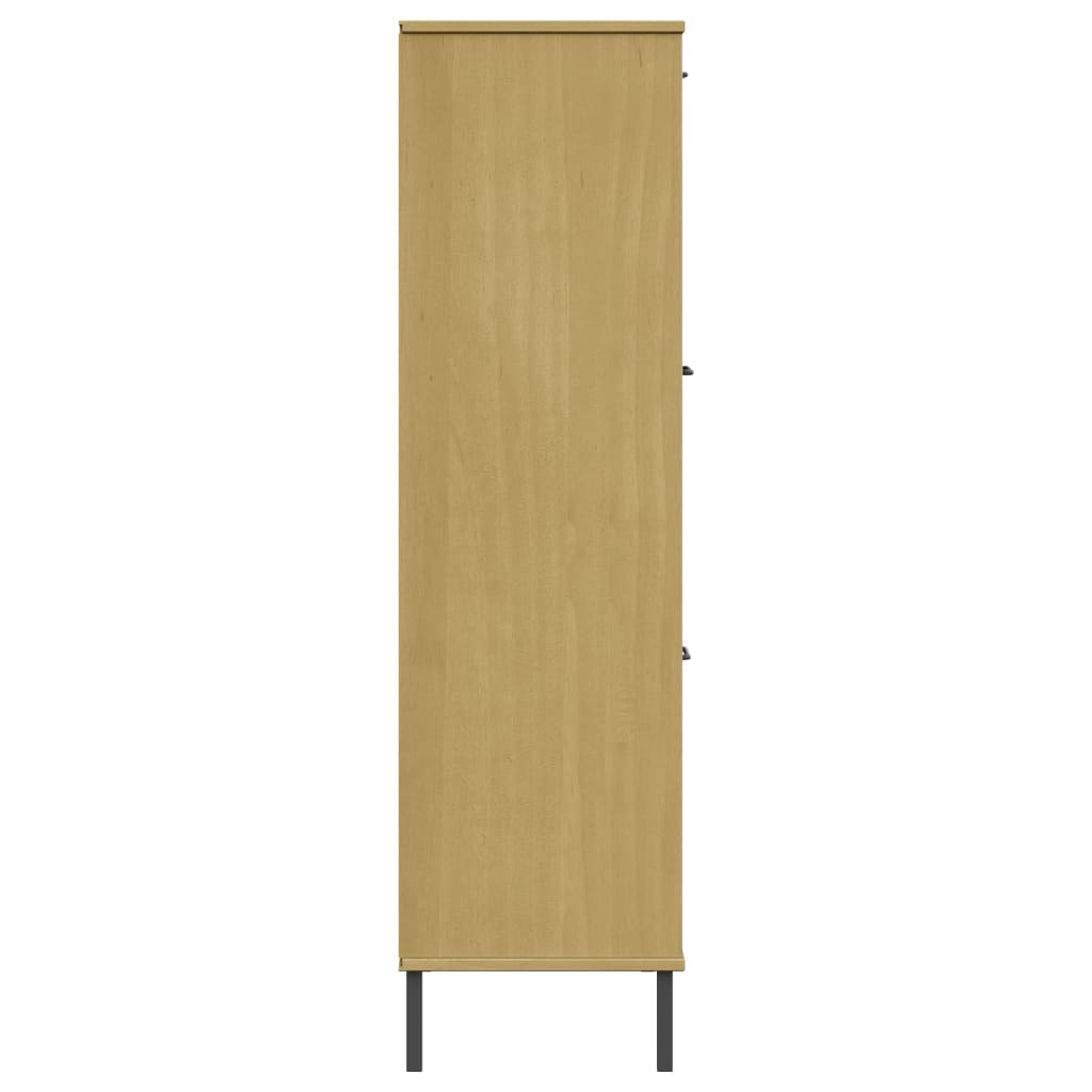 Bibliothèque avec pieds en métal marron 90x35x128,5 cm bois massif OSLO