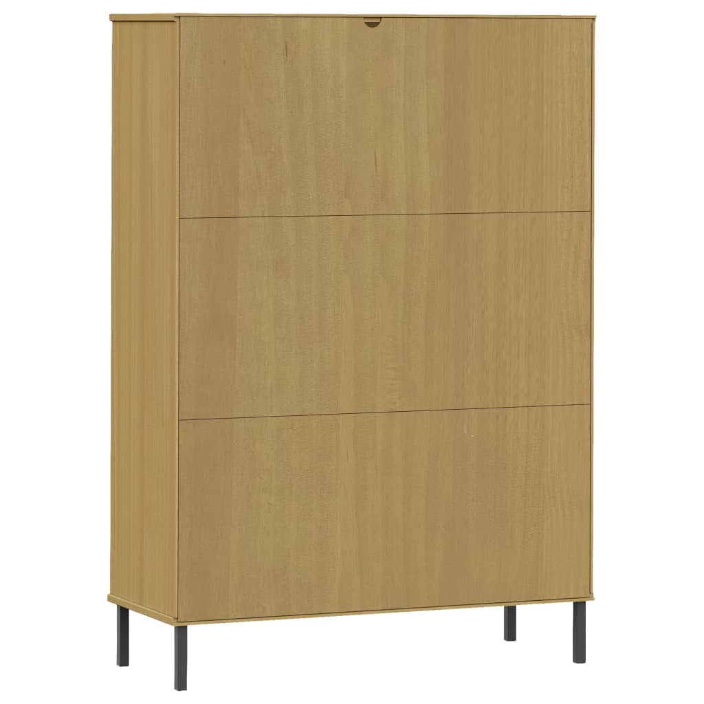 vidaXL Bookcase with Metal Legs Brown 90x35x128.5 cm Solid Wood OSLO