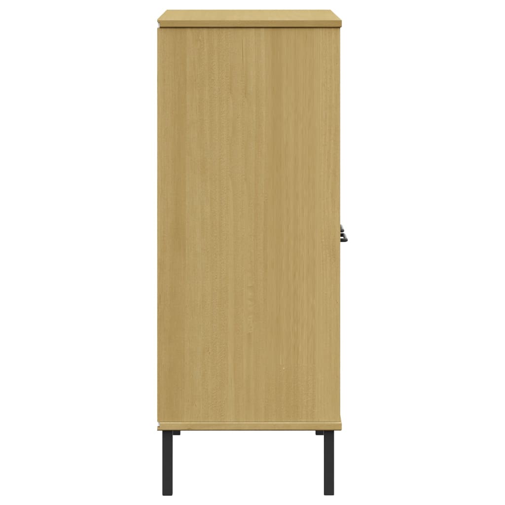 vidaXL Bookcase with Metal Legs Brown 90x35x90.5 cm Solid Wood OSLO