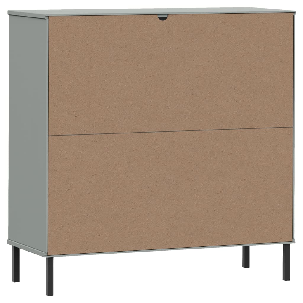 vidaXL Bookcase with Metal Legs Grey 90x35x90.5 cm Solid Wood OSLO