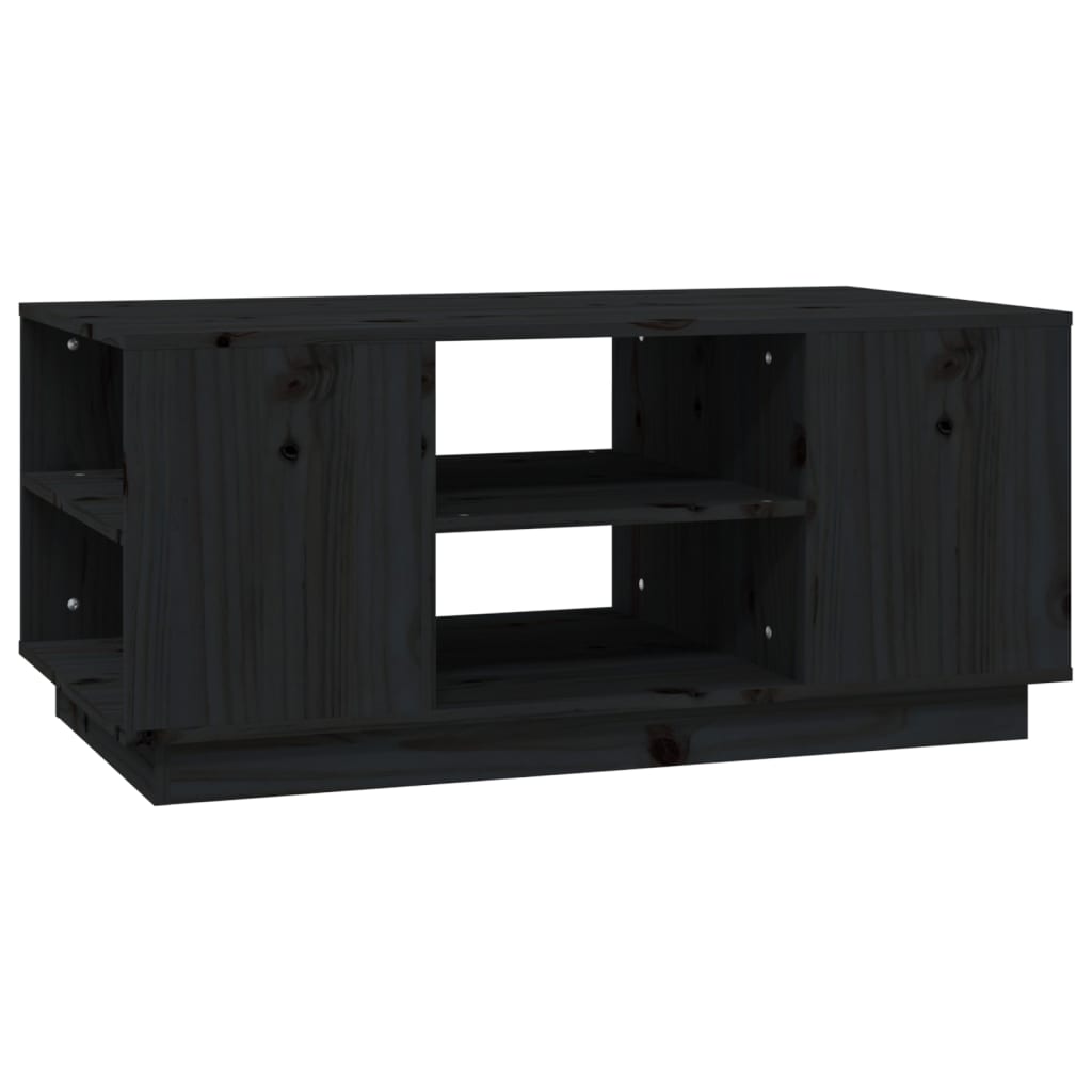 Table Basse Noir 90x49x40,5 cm Bois Massif Pin