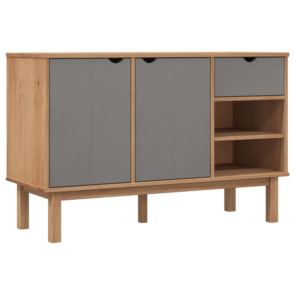 vidaXL Sideboard OTTA Brown and Grey 114x43x73.5 cm Solid Wood Pine