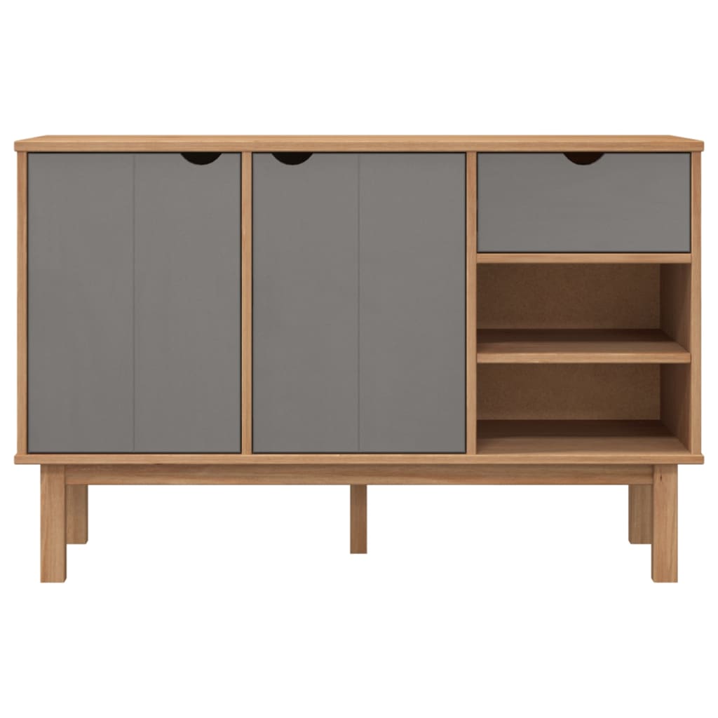 vidaXL Sideboard OTTA Brown and Grey 114x43x73.5 cm Solid Wood Pine