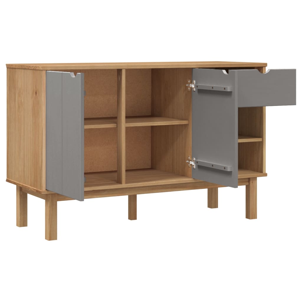 vidaXL Sideboard OTTA Brown and Grey 114x43x73.5 cm Solid Wood Pine