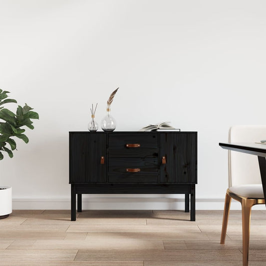 vidaXL Sideboard Black 110x40x78 cm Solid Wood Pine