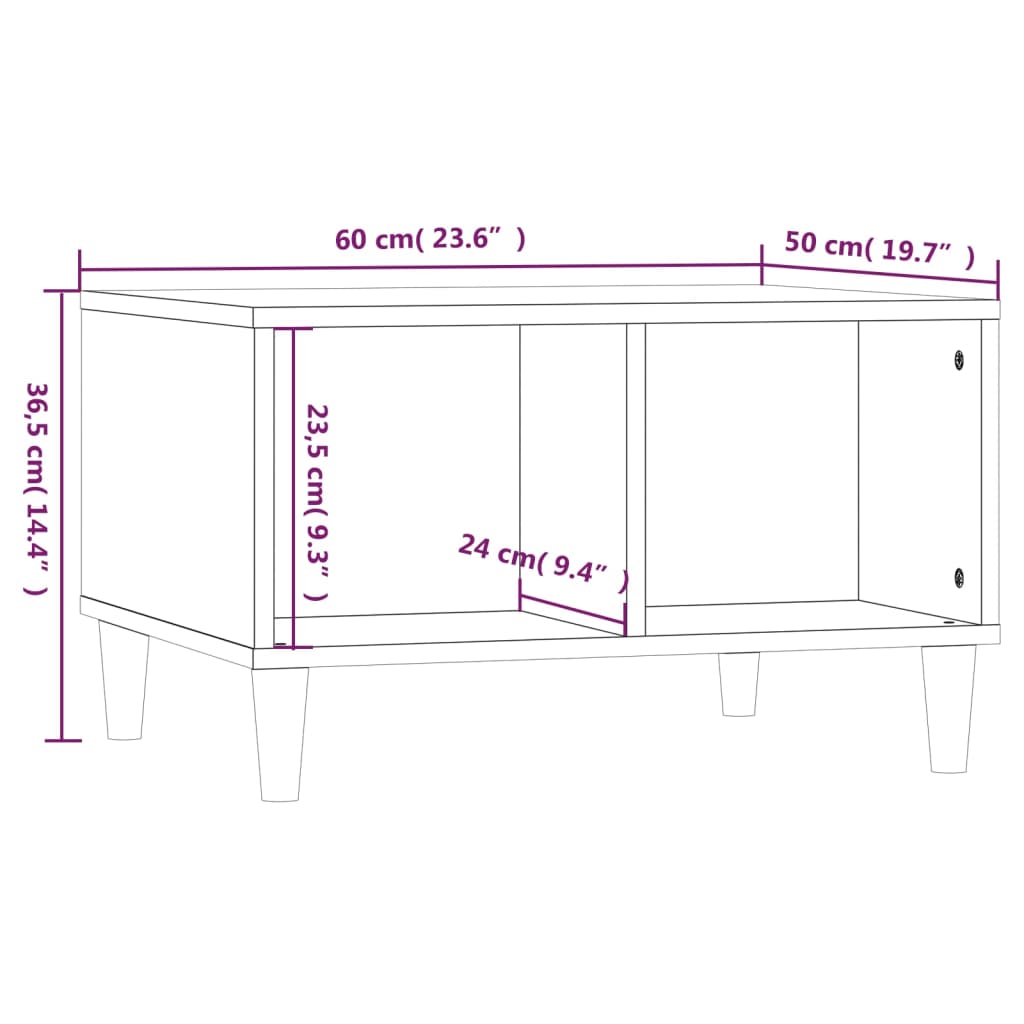 vidaXL Coffee Table White 60x50x36.5 cm Engineered Wood