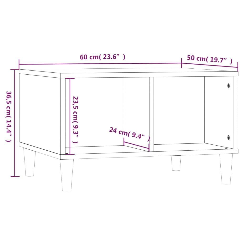 Table basse Gris Sonoma 60x50x36,5 cm Bois d'ingénierie