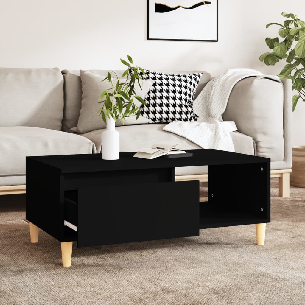 vidaXL Coffee Table Black 90x50x36.5 cm Engineered Wood