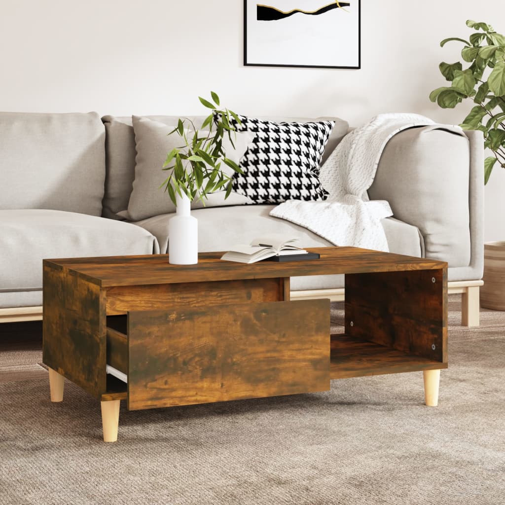 vidaXL Coffee Table Smoked Oak 90x50x36.5 cm Engineered Wood