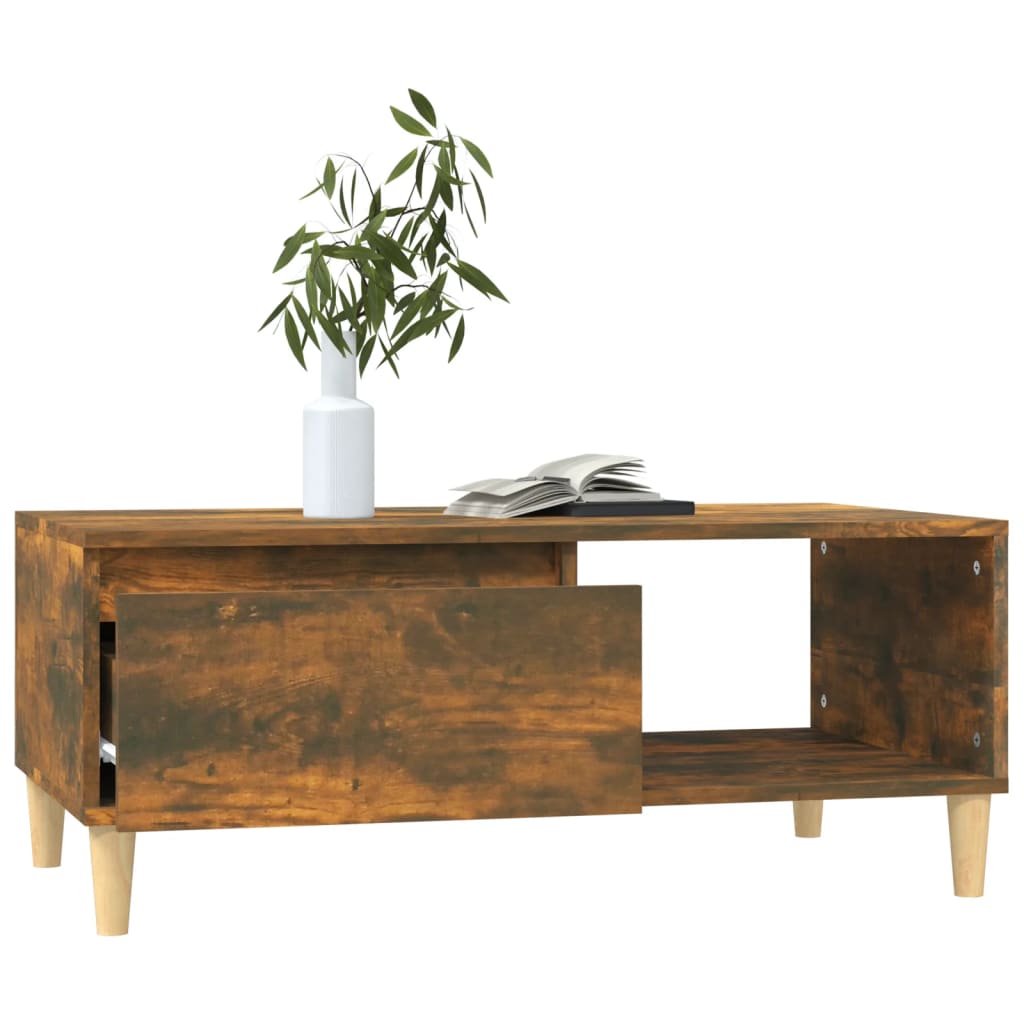 Table Basse Chêne Fumé 90x50x36,5 cm Bois D'ingénierie