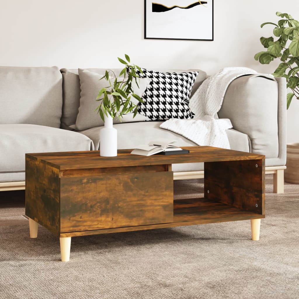 vidaXL Coffee Table Smoked Oak 90x50x36.5 cm Engineered Wood