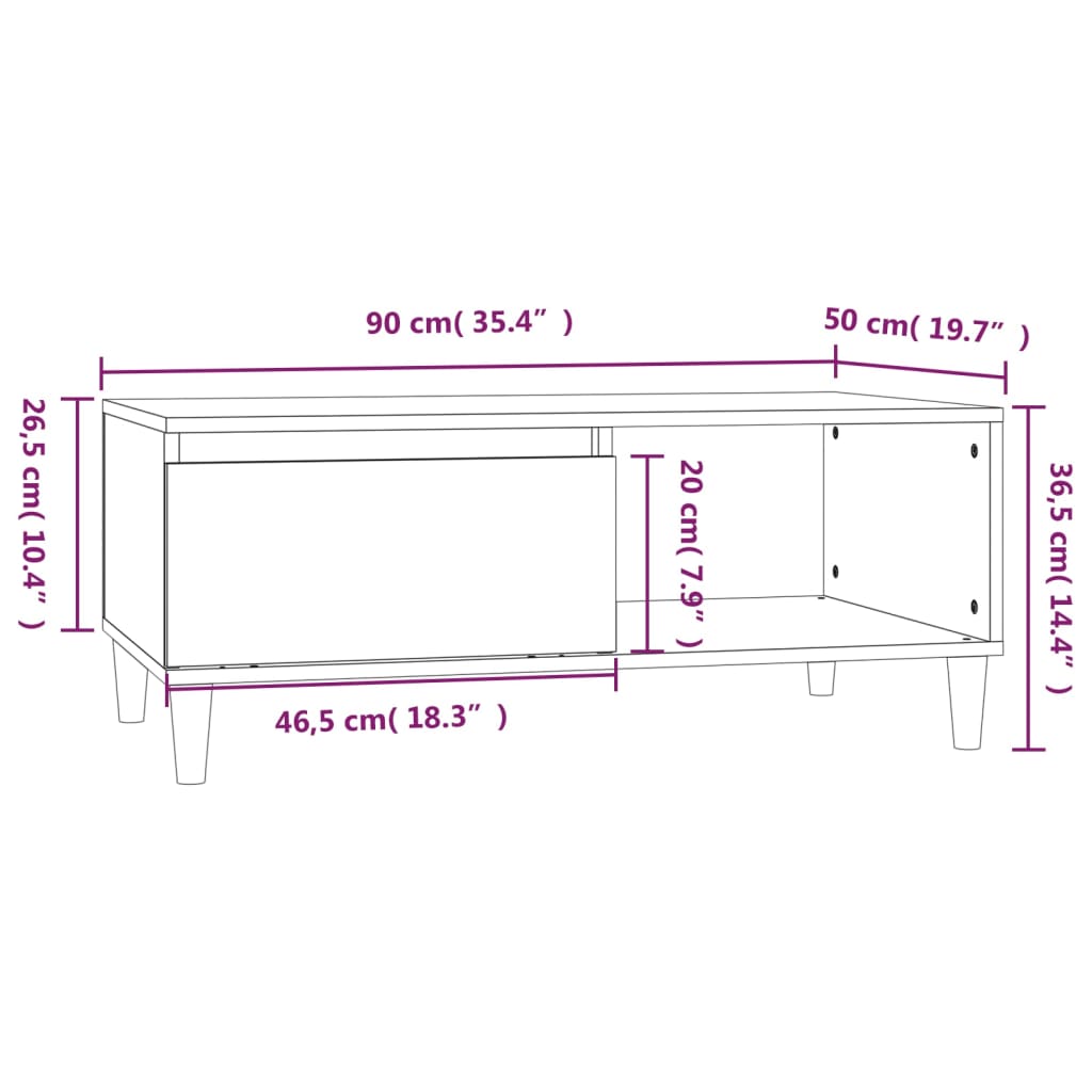 Table basse Gris Sonoma 90x50x36,5 cm Bois d'ingénierie