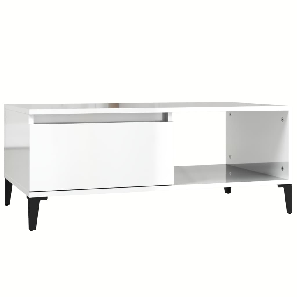 vidaXL Coffee Table High Gloss White 90x50x36.5 cm Engineered Wood