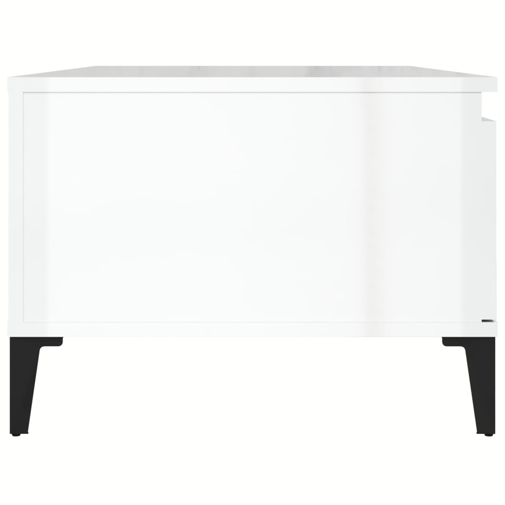 Table basse en bois d'ingénierie blanc brillant 90x50x36,5 cm