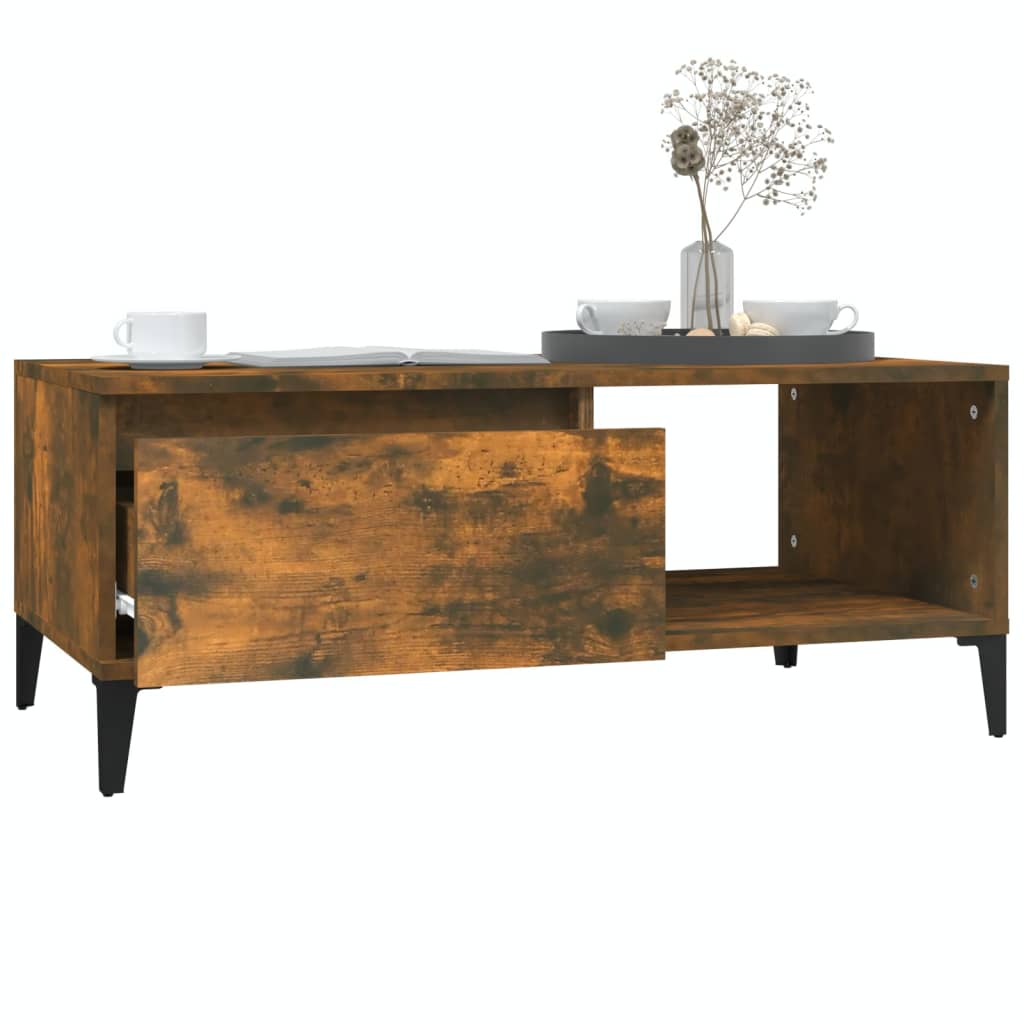 Table Basse Chêne Fumé 90x50x36,5 cm Bois D'ingénierie