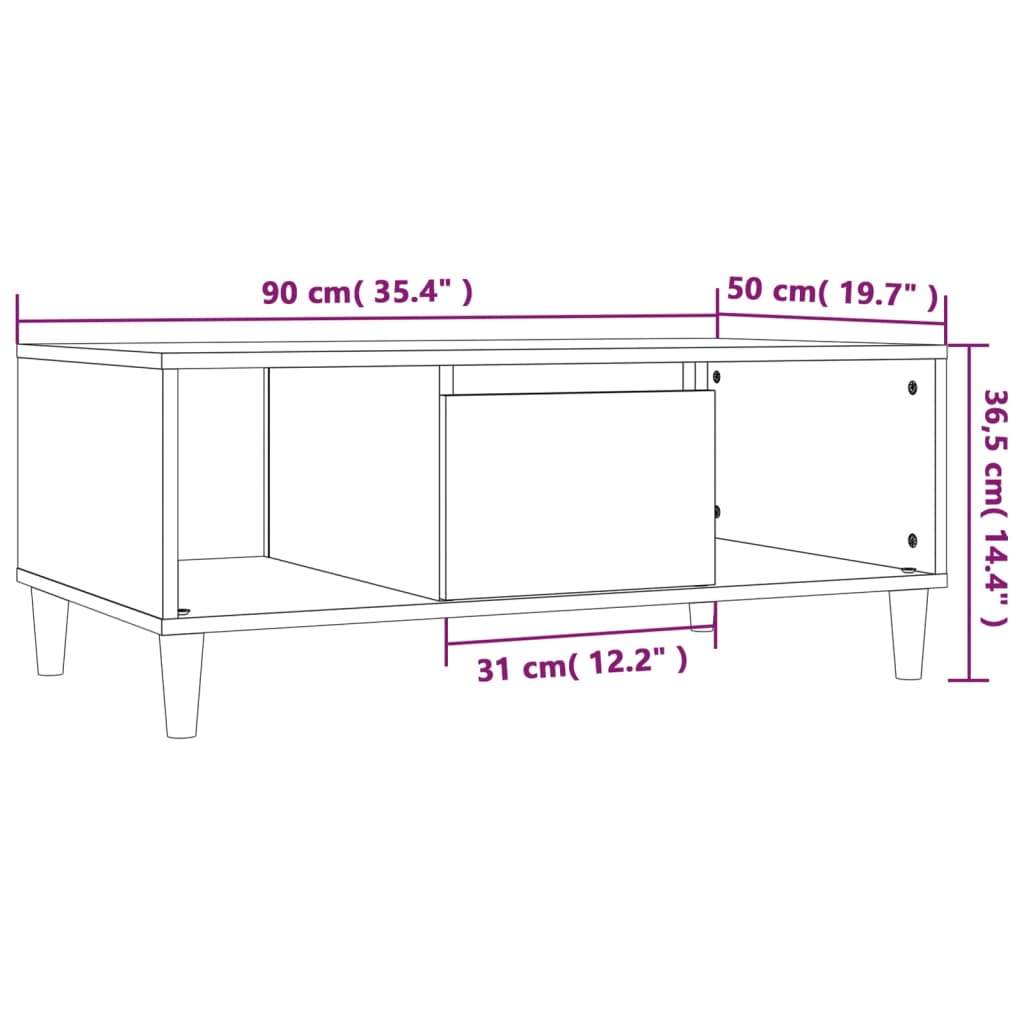 vidaXL Coffee Table Black 90x50x36,5 cm Engineered Wood