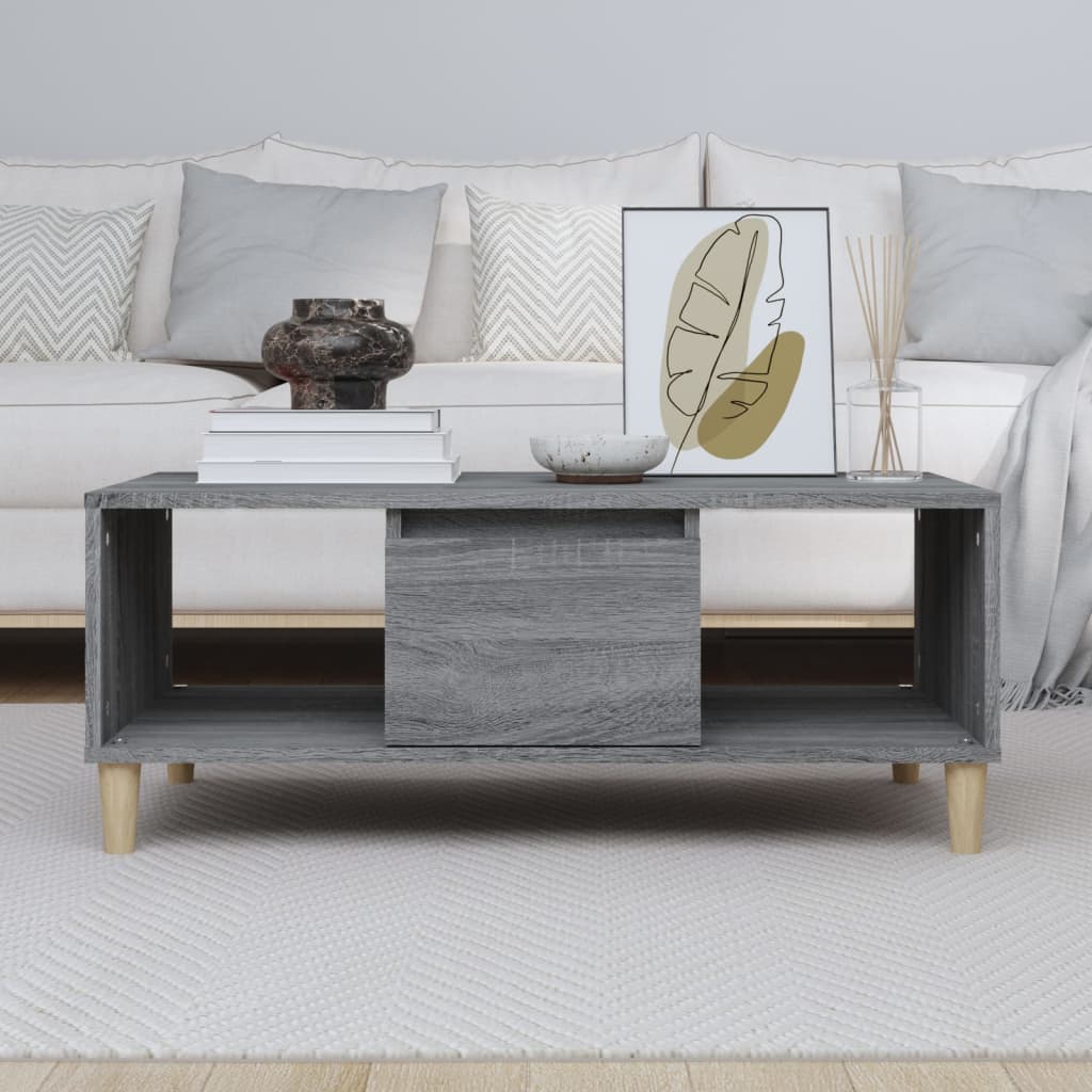 vidaXL Coffee Table Grey Sonoma 90x50x36,5 cm Engineered Wood