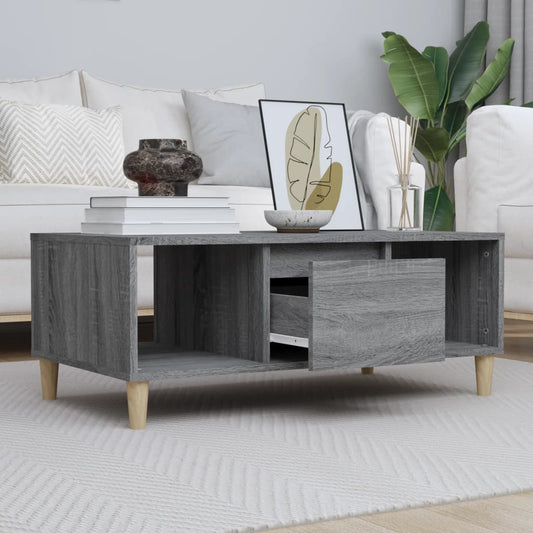 vidaXL Coffee Table Grey Sonoma 90x50x36,5 cm Engineered Wood