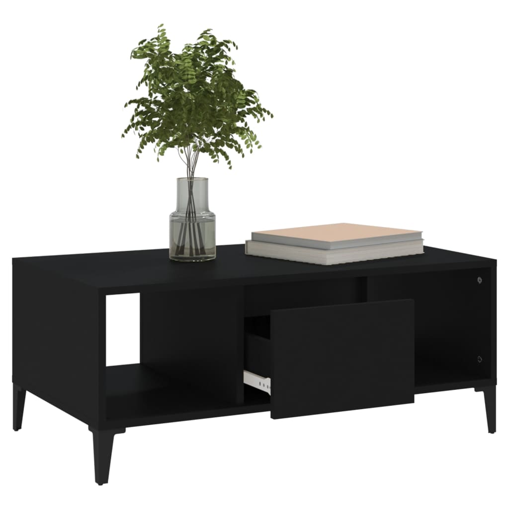 vidaXL Coffee Table Black 90x50x36.5 cm Engineered Wood