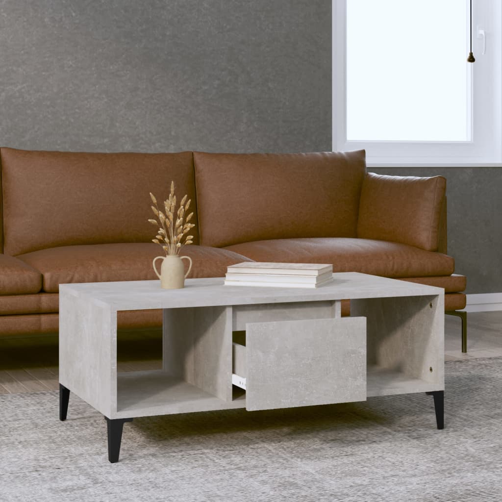 vidaXL Coffee Table Concrete Grey 90x50x36.5 cm Engineered Wood