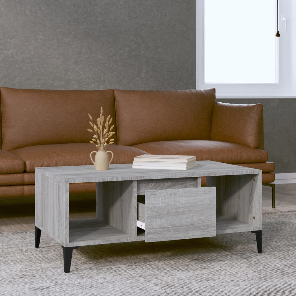 vidaXL Coffee Table Grey Sonoma 90x50x36.5 cm Engineered Wood