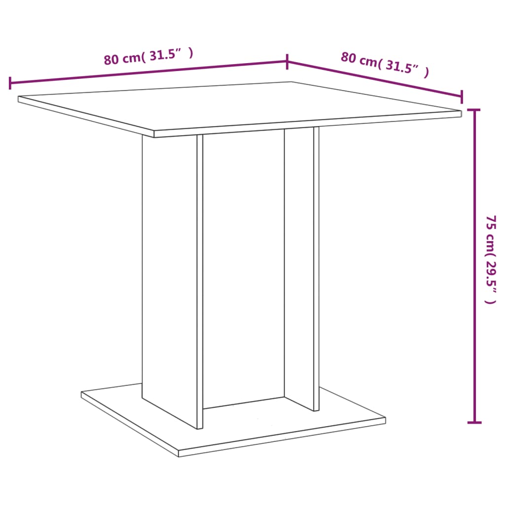 Dining Table Smoked Oak 80x80x75 cm Engineered Wood - Upclimb Ltd