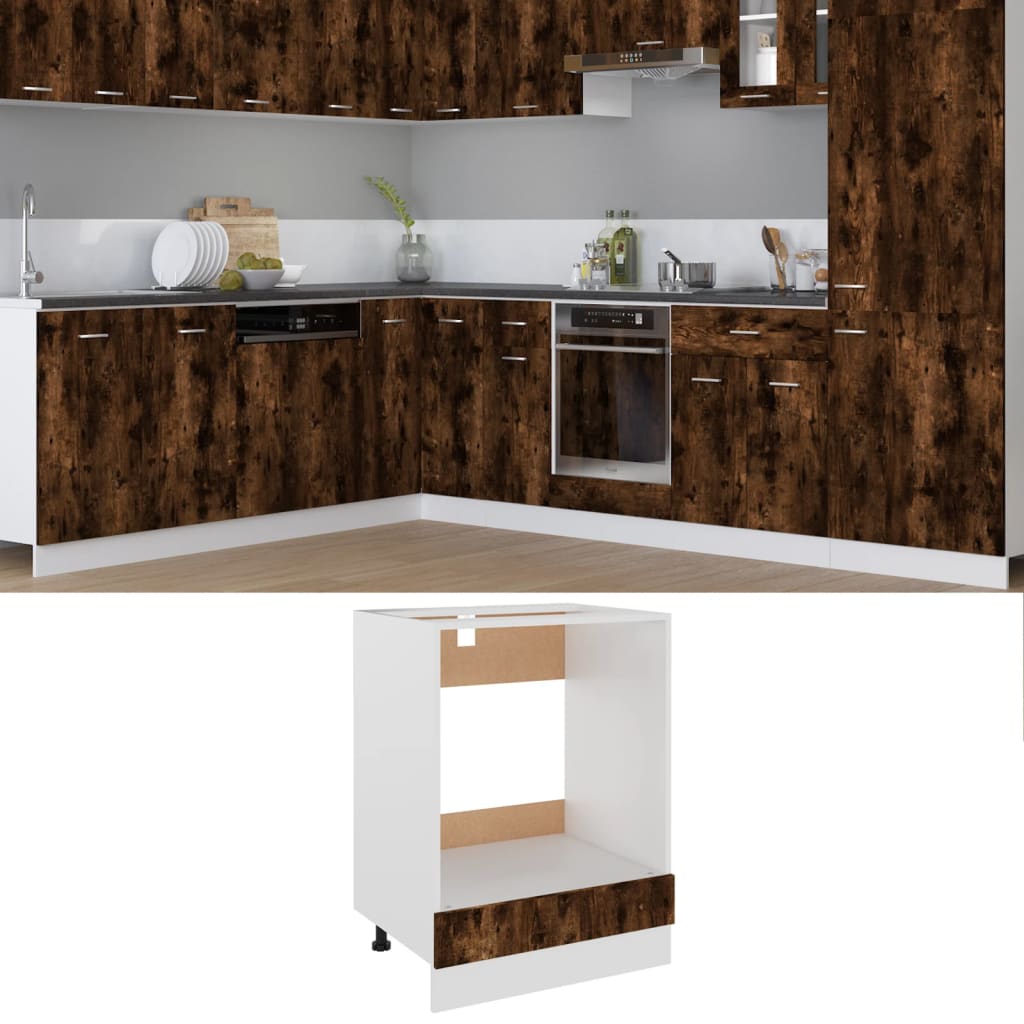 Oven Cabinet Smoked Oak 60x46x81.5 cm Engineered Wood - Upclimb Ltd