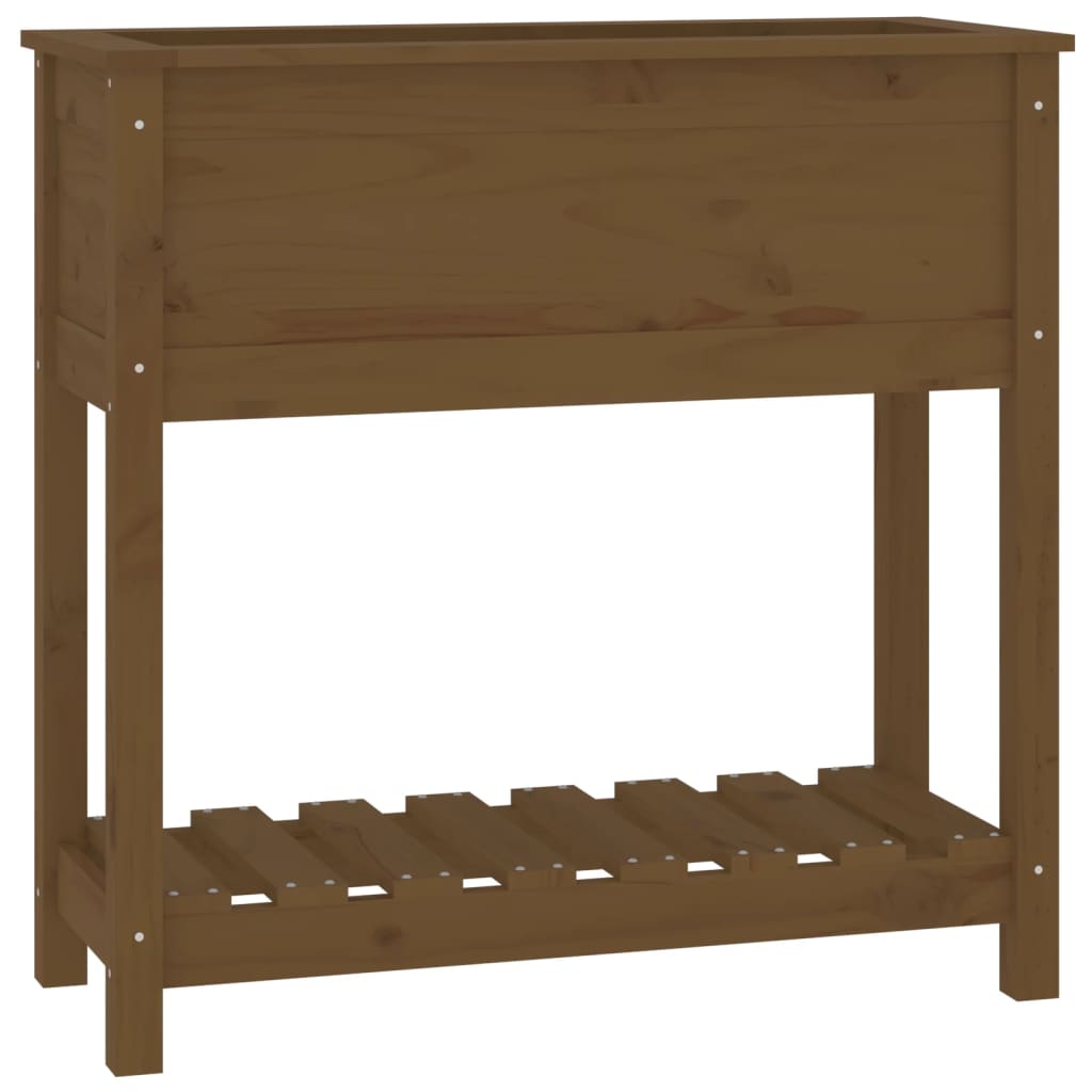 vidaXL Planter with Shelf Honey Brown 82.5x34.5x81 cm Solid Wood Pine