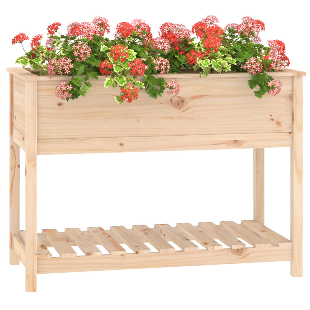 Plantenbak met Plank 111,5x54x81 cm Massief Grenenhout