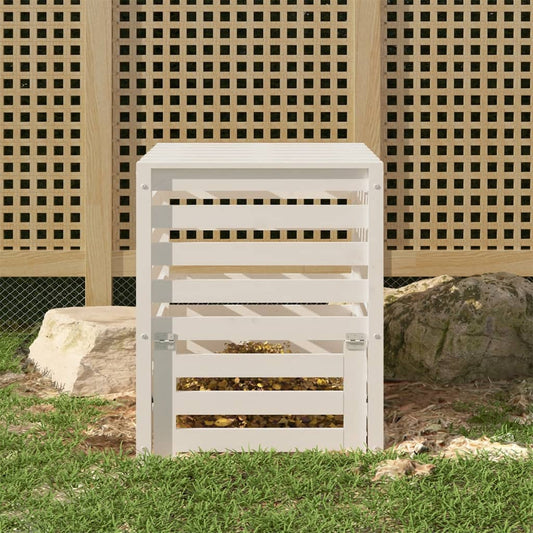 Composter wit 63,5x63,5x77,5 cm massief grenenhout